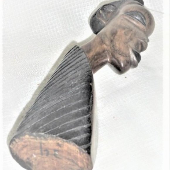 Solid Rose Wood Hand Carved Wood FACE Sculpture Wood Sculpture Vintage Wood Art - Picture 2 of 5